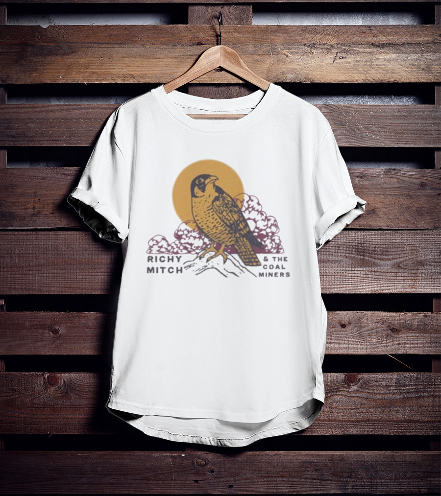 Richy Mitch And The Coal Miners Falcon Drawing And Sunset Scene T-Shirt