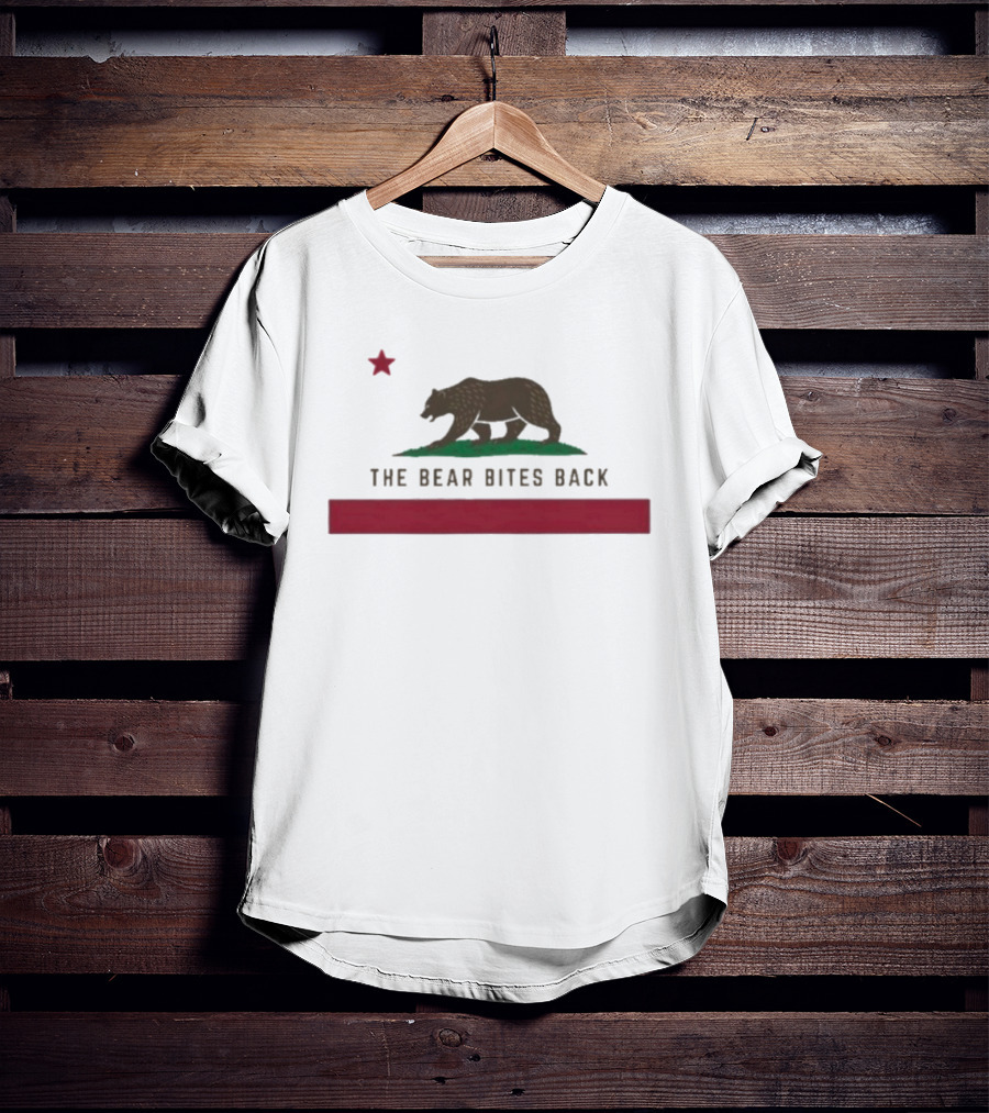 The Bear Bites Back California Flag Parody Bear Star T-Shirt