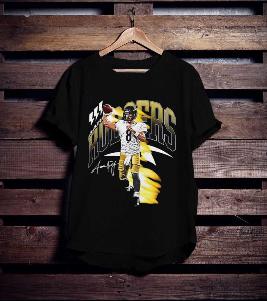 Aaron Rodgers Number 08 Pittsburgh Steelers Football Signature T-Shirt