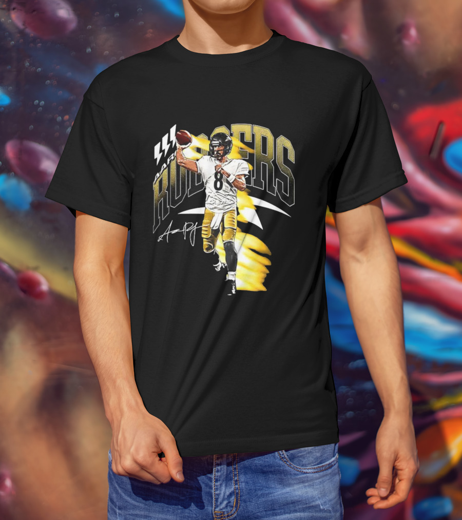 Aaron Rodgers Number 08 Pittsburgh Steelers Football Signature T-Shirt