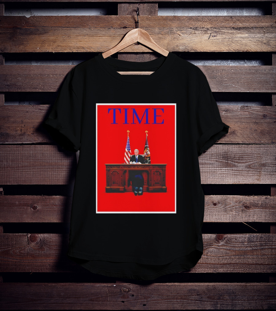 TIME Bill Clinton Desk USA Flag Presidential Parody Design T-Shirt