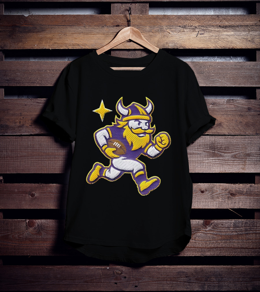 Minnesota Vikings NFL Mascot Running Football Star T-Shirt