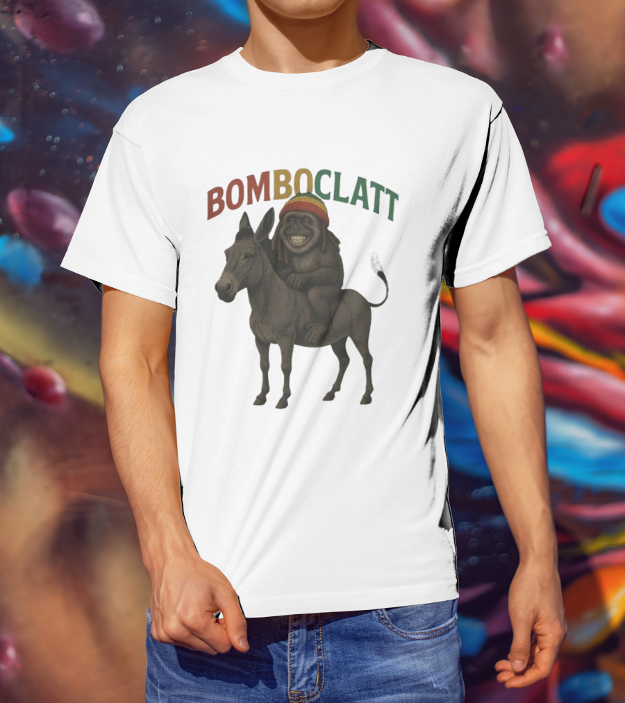 Bomboclatt Jahmunkey Donkey With Rasta Hat And Dreadlocks T-Shirt