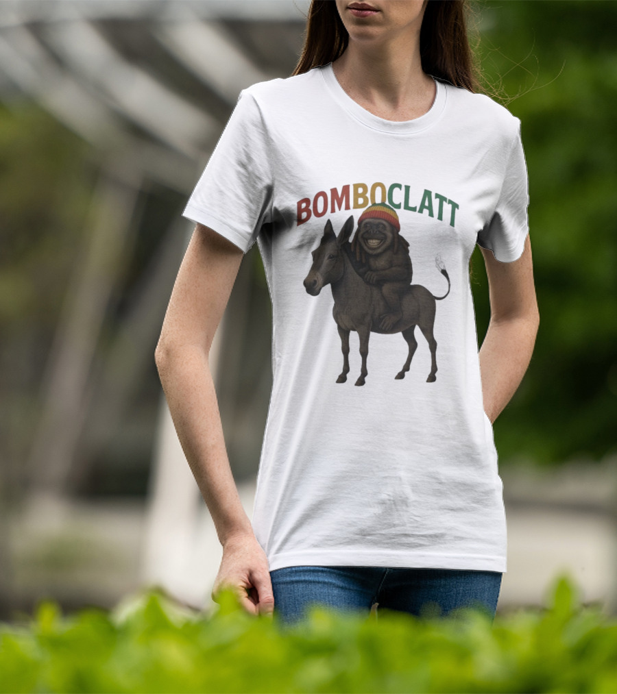 Bomboclatt Jahmunkey Donkey With Rasta Hat And Dreadlocks T-Shirt