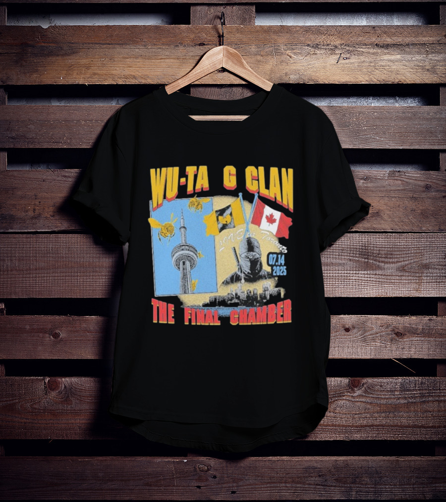 Wu Tang Clan The Final Chamber Live In Toronto 07.14 2025 Canada Flag CN Tower Bees T-Shirt