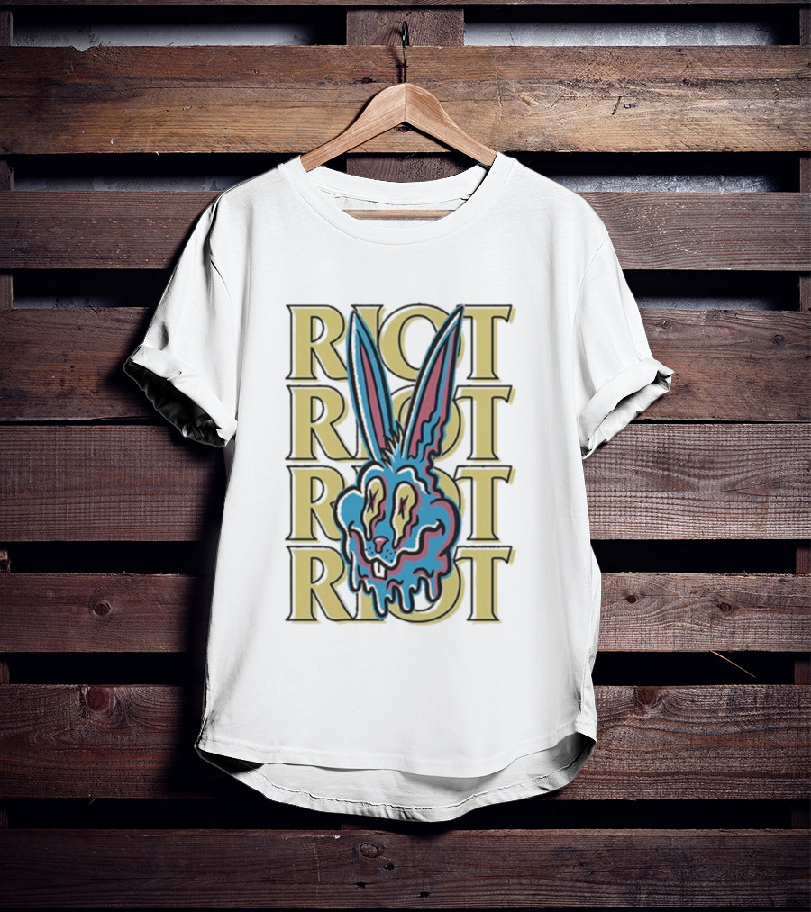 Riot Fest Bunny Dripping Psychedelic Graphic Art T-Shirt