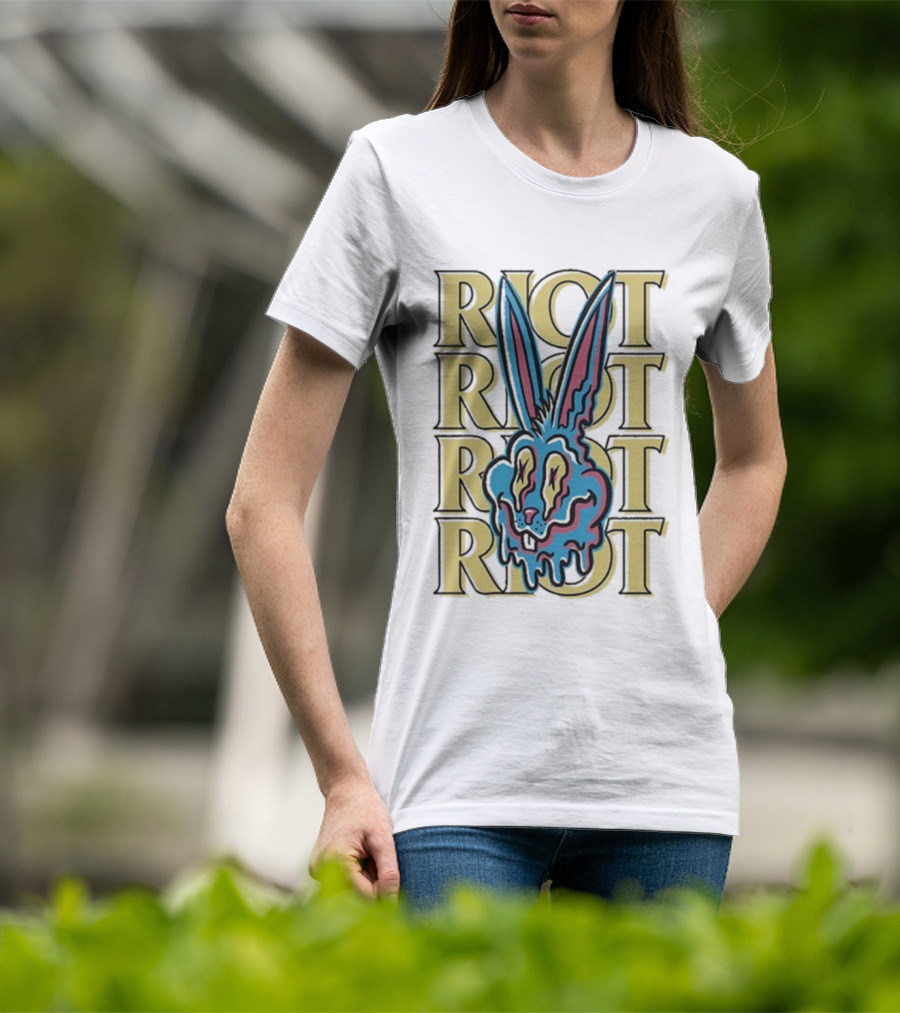 Riot Fest Bunny Dripping Psychedelic Graphic Art T-Shirt