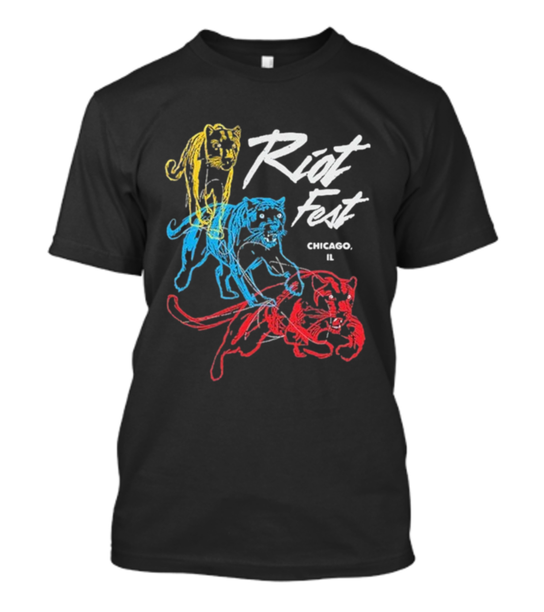 Riot Fest Chicago IL Multi-Color Panthers T-Shirt