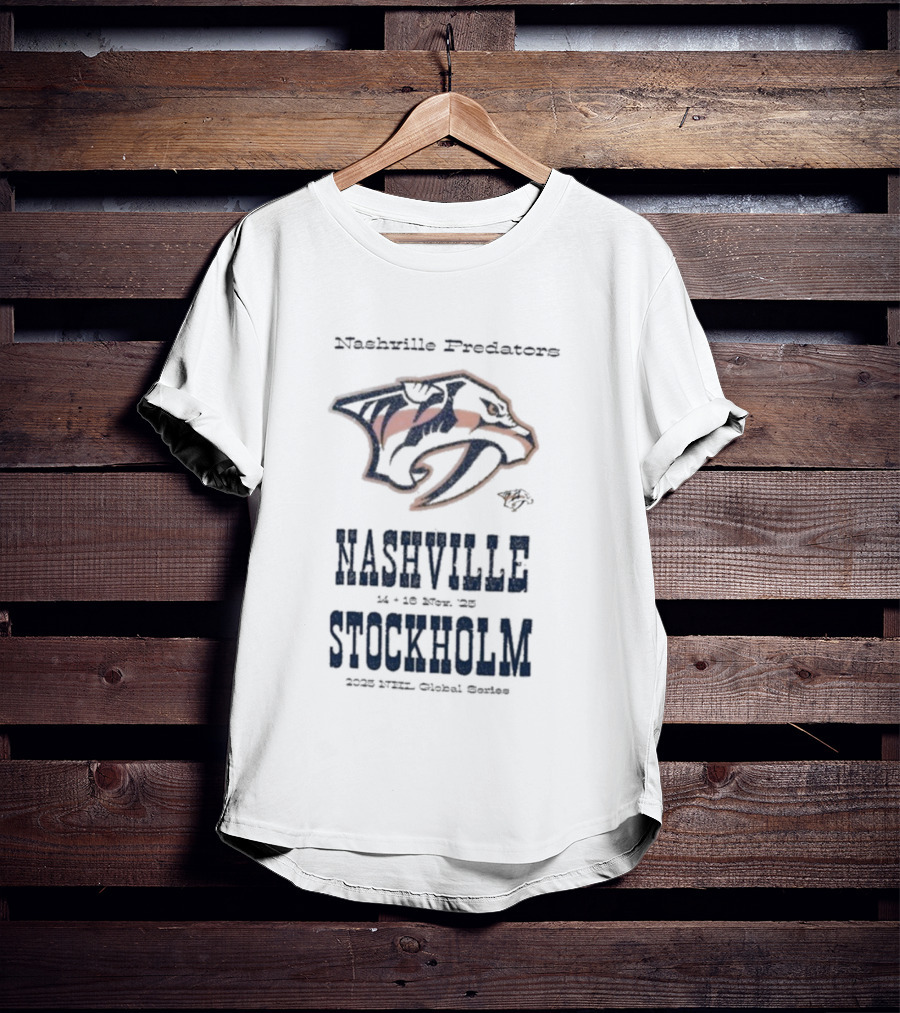 Nashville Predators NHL Global Series 2025 Stockholm Hometown Legacy T-Shirt