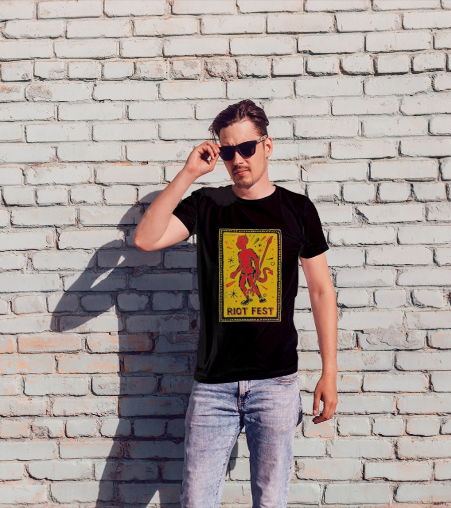 Riot Fest Chicago Chema Devil Retro Yellow Black Red T-Shirt