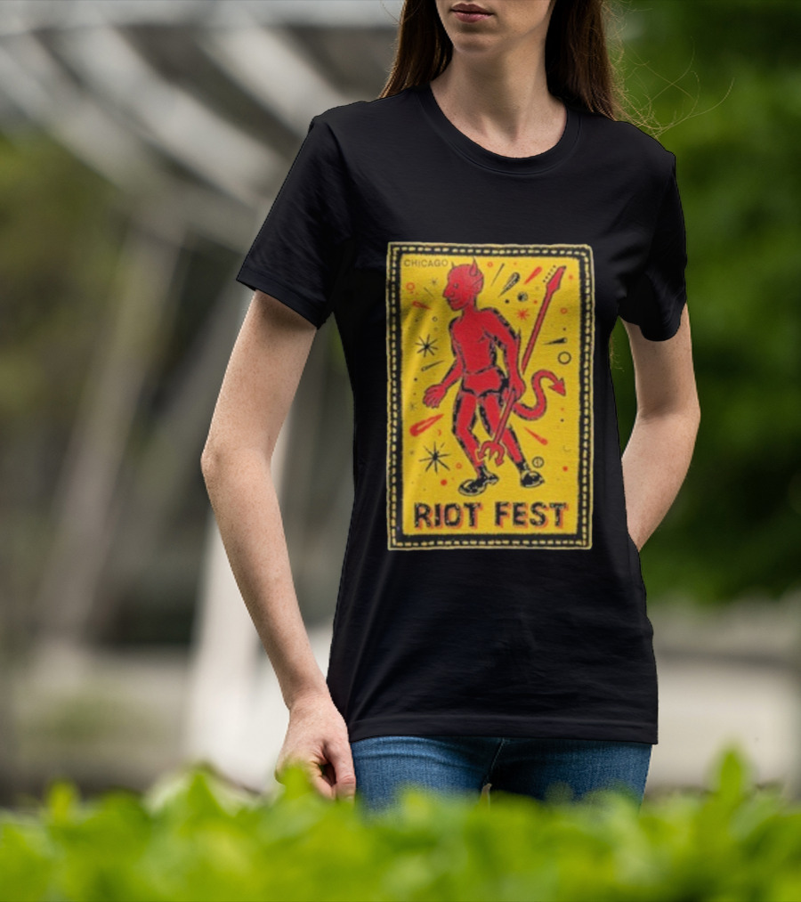 Riot Fest Chicago Chema Devil Retro Yellow Black Red T-Shirt
