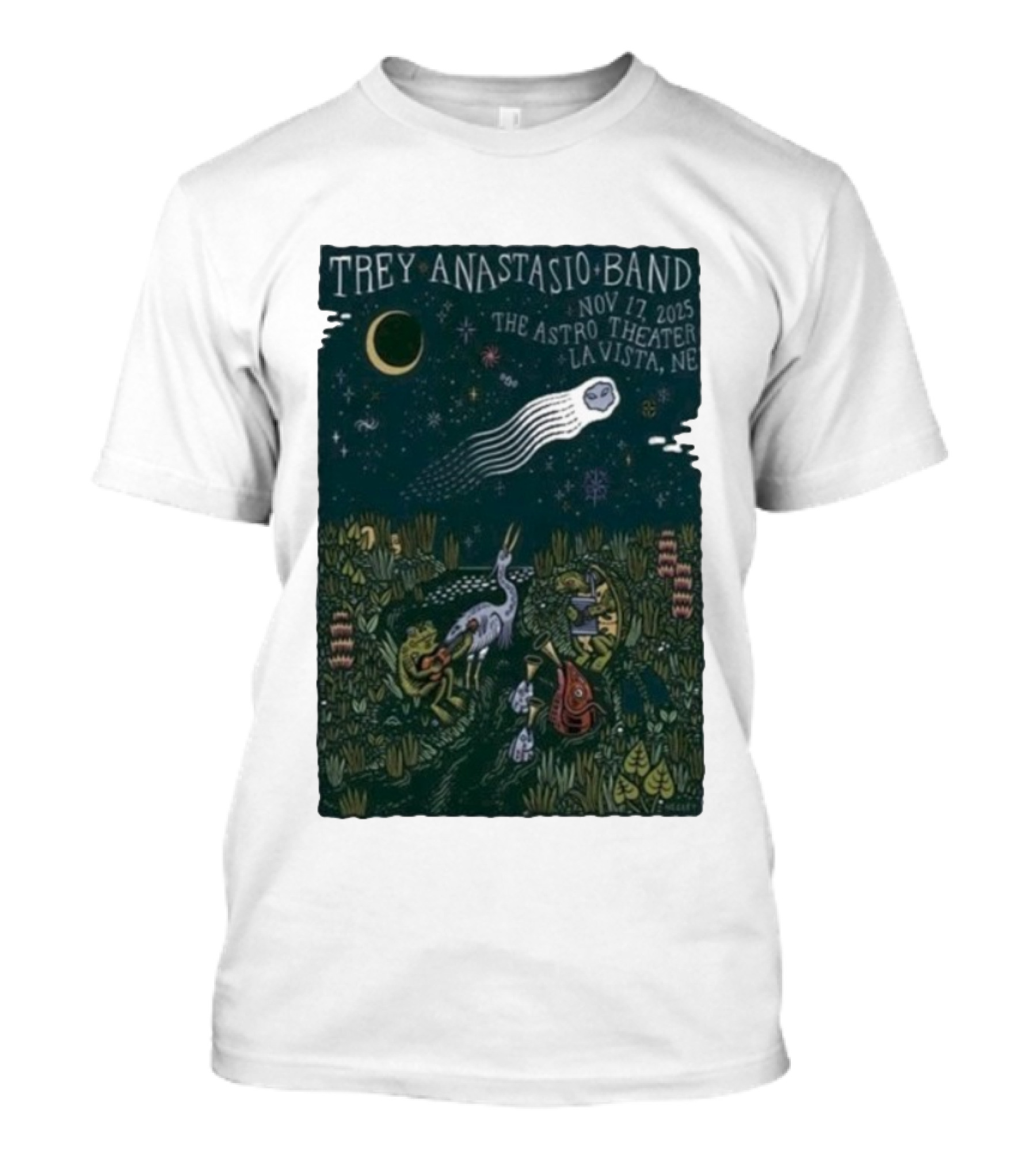 Trey Anastasio Band Nov 17 2025 The Astro Theater La Vista NE Celestial Forest Scene T-Shirt