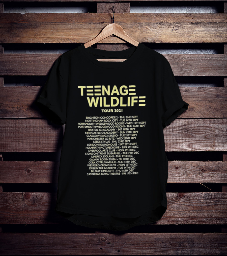 Teenage Wildlife Tour 2021 Ash Band Concert Dates And Locations T-Shirt