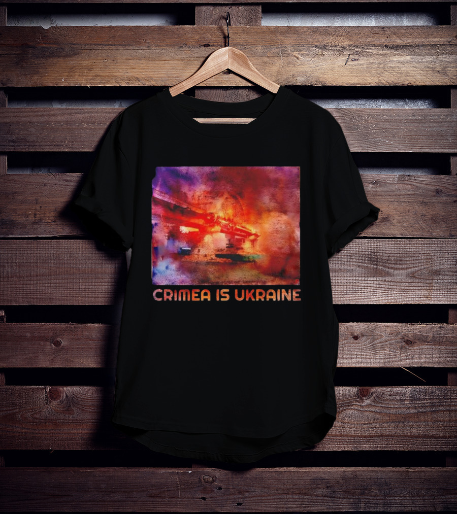 Crimea Is Ukraine Watercolor Bridge Explosion Imagery T-Shirt