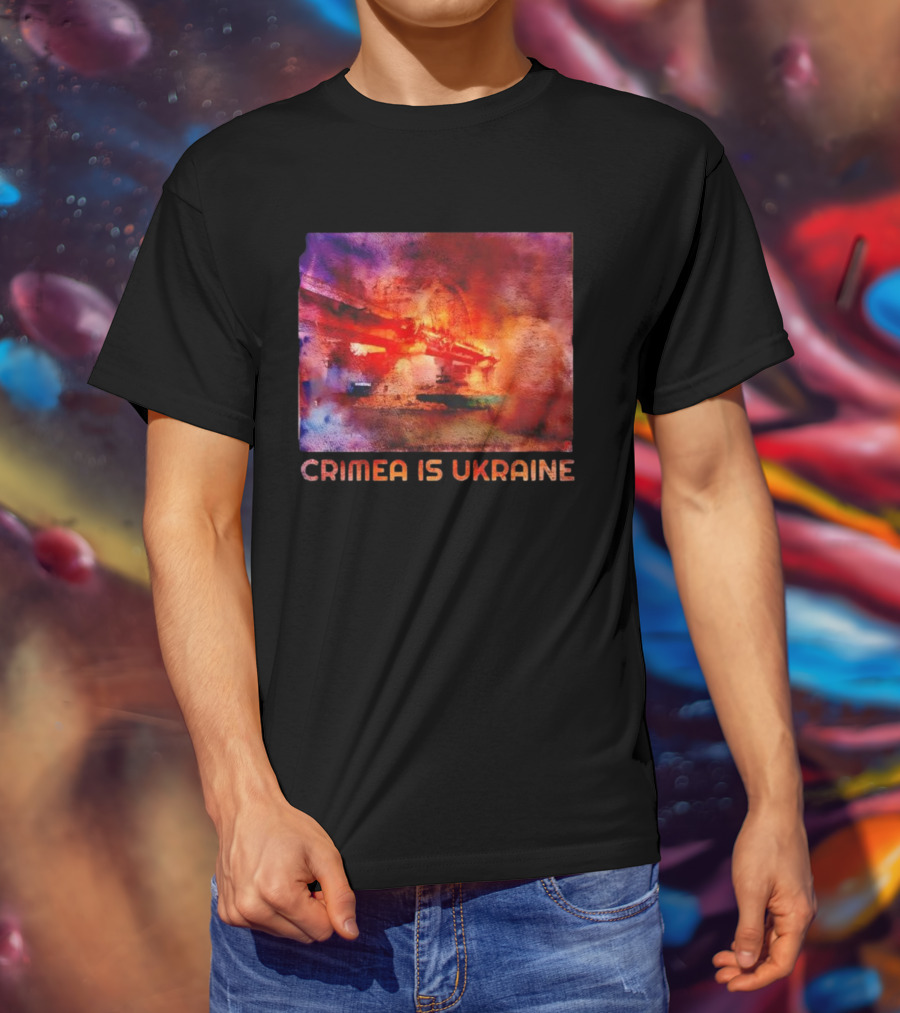 Crimea Is Ukraine Watercolor Bridge Explosion Imagery T-Shirt