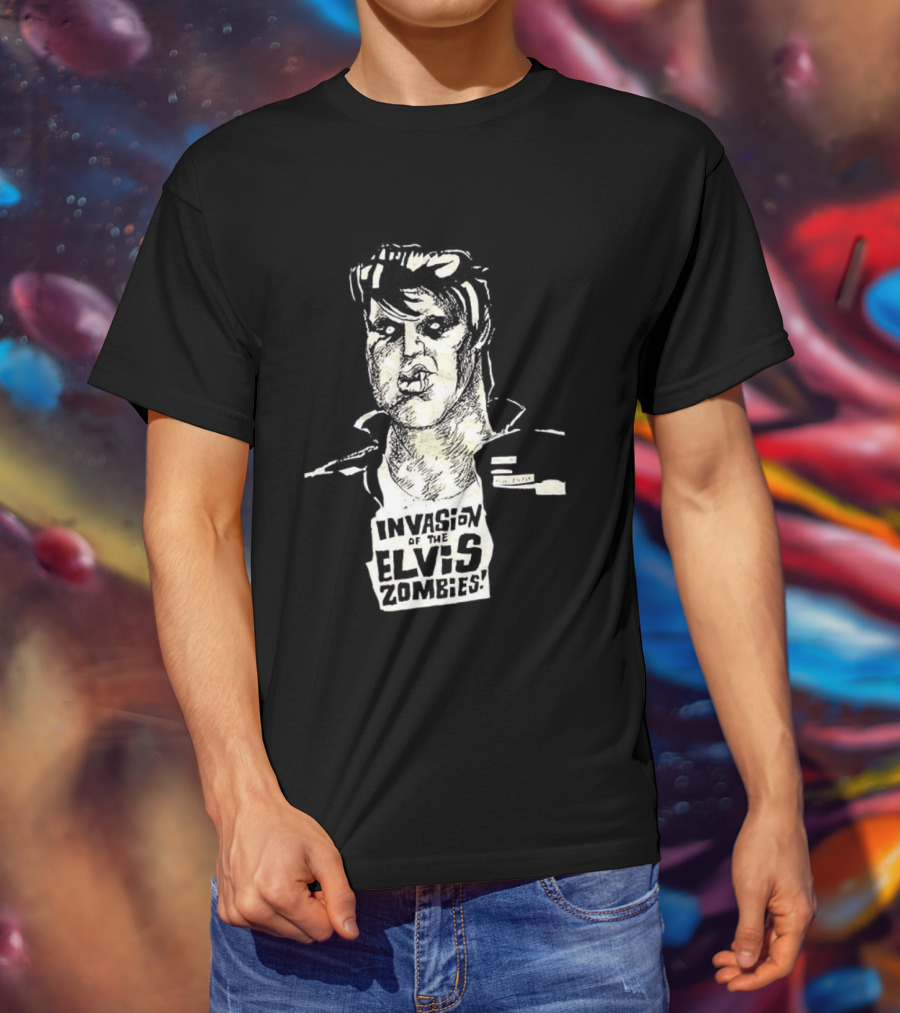 Gary Panter Invasion Elvis Zombies Sketch Art T-Shirt
