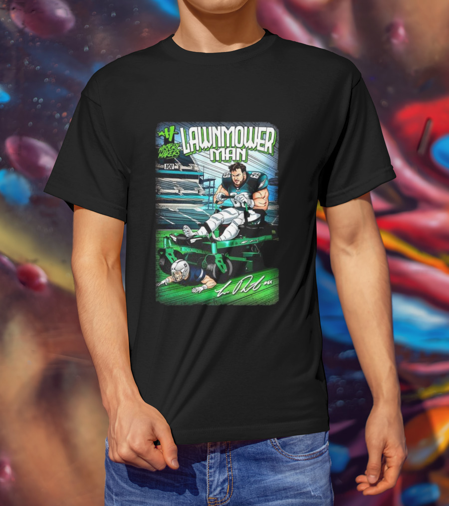 Landon Dickerson Philadelphia Eagles Lawnmower Man Historical Makers Comic Signature T-Shirt