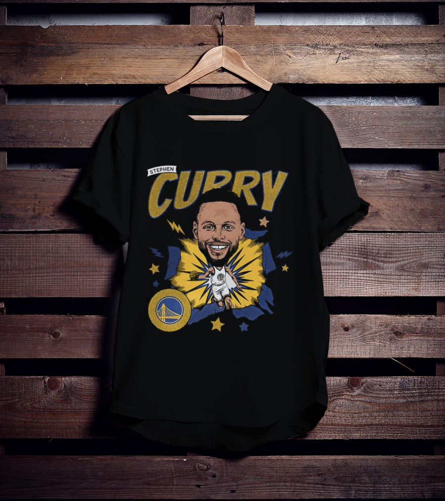 Stephen Curry Golden State Warriors NBA Caricature Vibrant Design T-Shirt