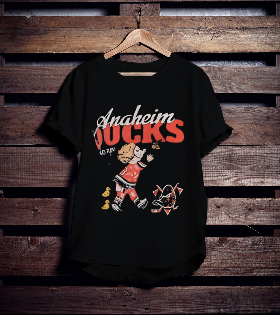 Anaheim Ducks Vintage Style Hockey Player And Mascot Retro Graphics T-Shirt