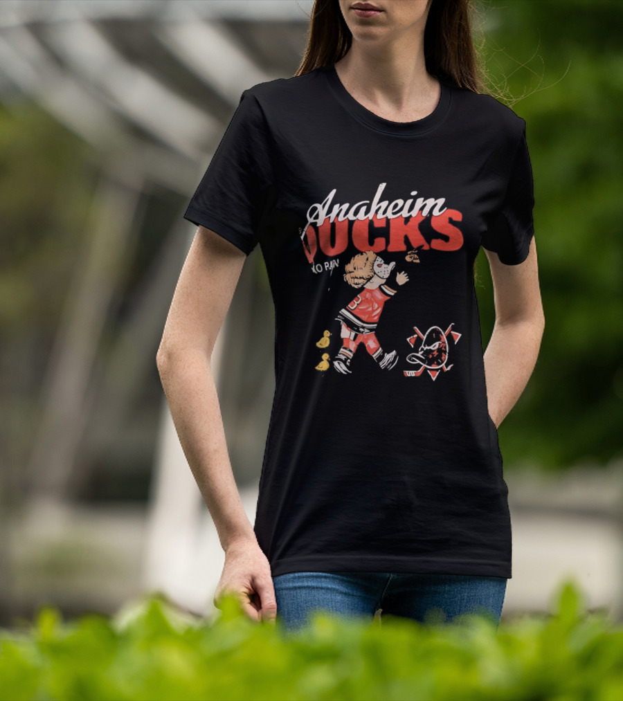 Anaheim Ducks Vintage Style Hockey Player And Mascot Retro Graphics T-Shirt
