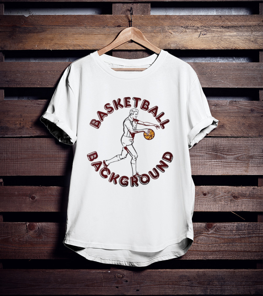 Basketball Background Player Dribbling Ball Silhouette T-Shirt