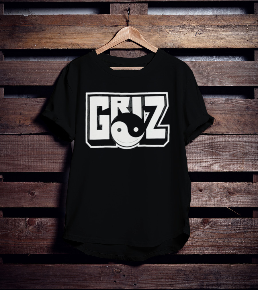 GRiZ Yin Yang Smiley Face Block Text T-Shirt
