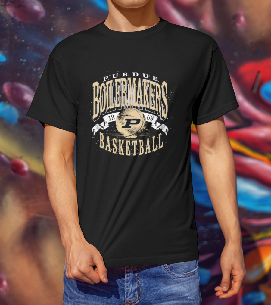 Purdue Boilermakers Basketball P Logo Vintage Style T-Shirt