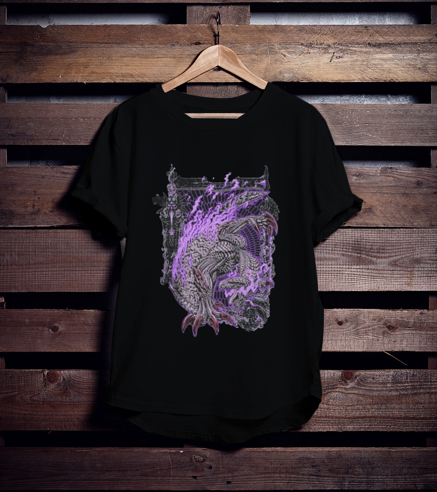 Monster Hunter Wilds Gore Magala Purple Flames Energy T-Shirt