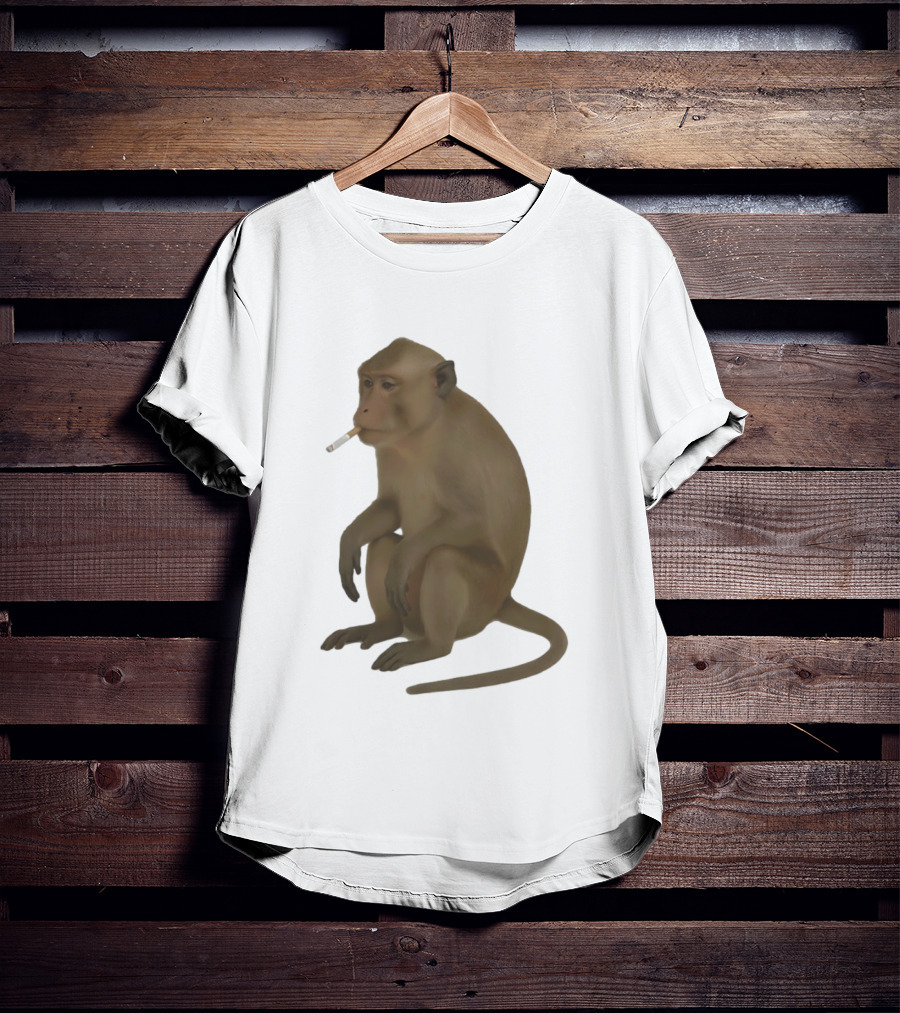 Crazy Monkey Smoking Cigarette Mood T-Shirt