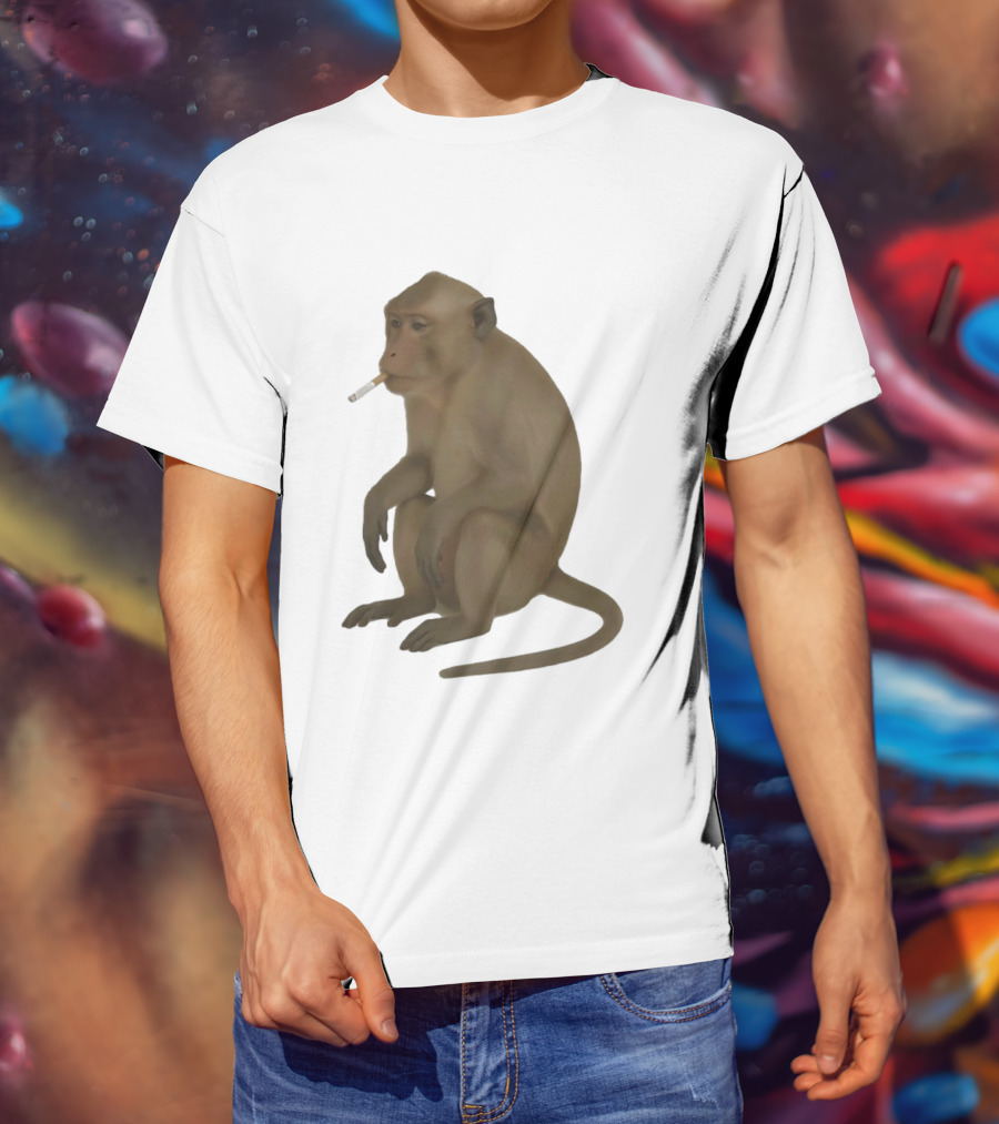 Crazy Monkey Smoking Cigarette Mood T-Shirt