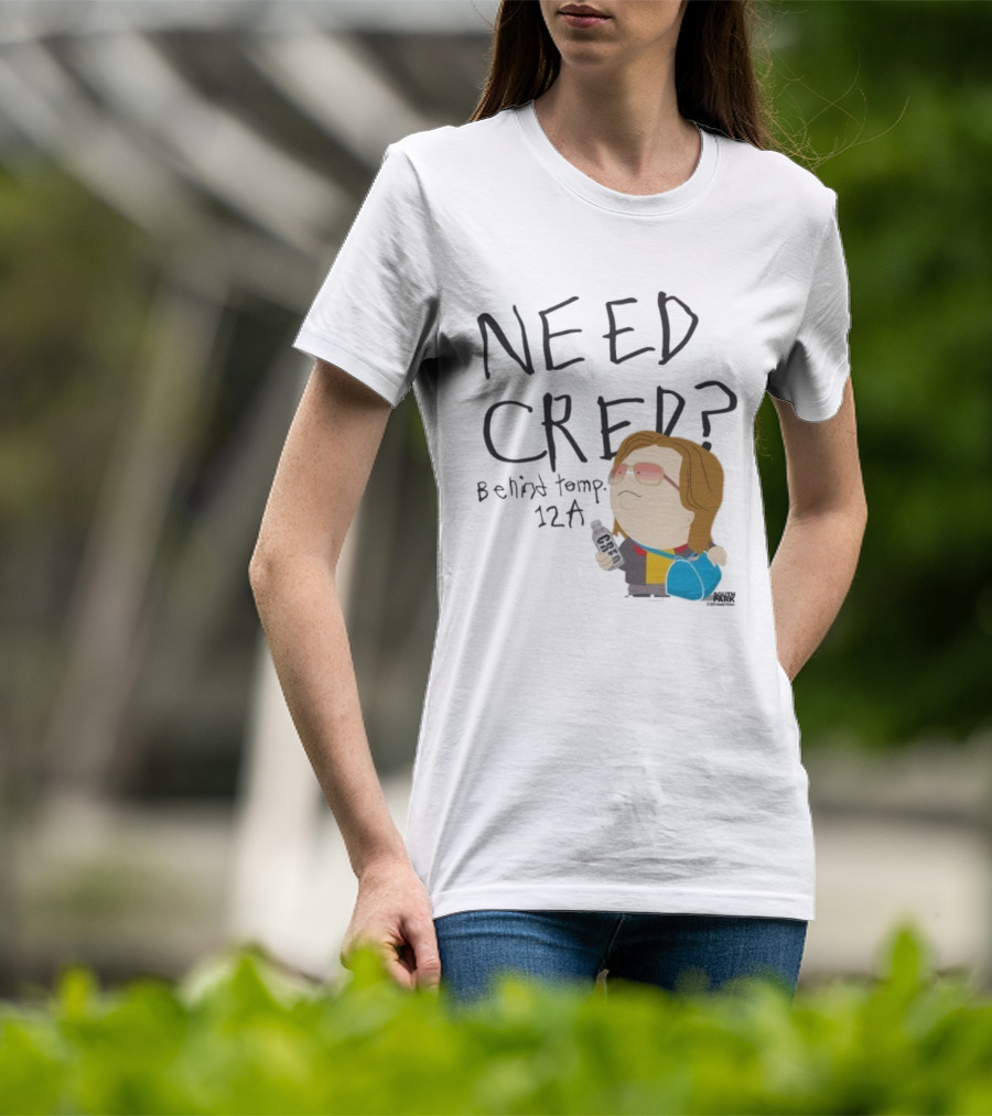 South Park Need Cred Behind Temp 12A Character Holding Microphone T-Shirt