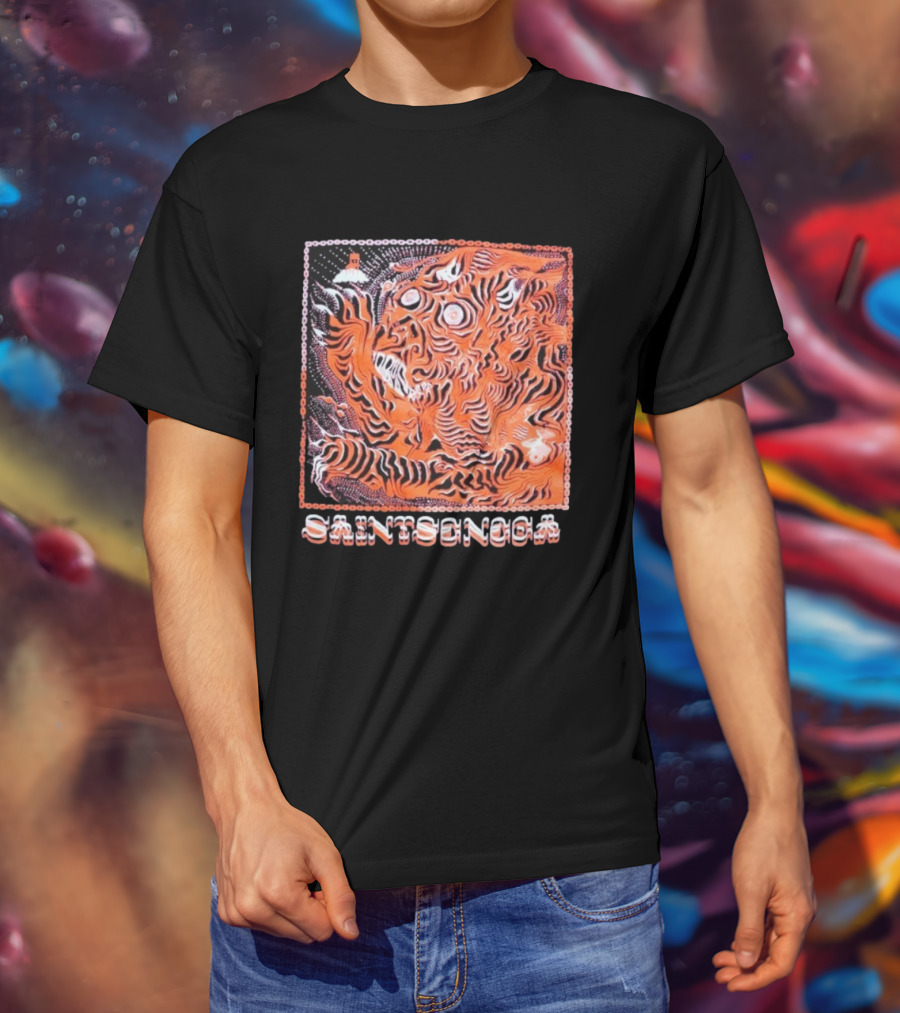 Saintseneca Dream Tiger Psychedelic Orange Tiger With Castle T-Shirt