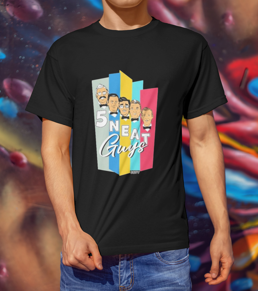 SCTV 5 Neat Guys Bow Tie Graphic Comedy Series T-Shirt