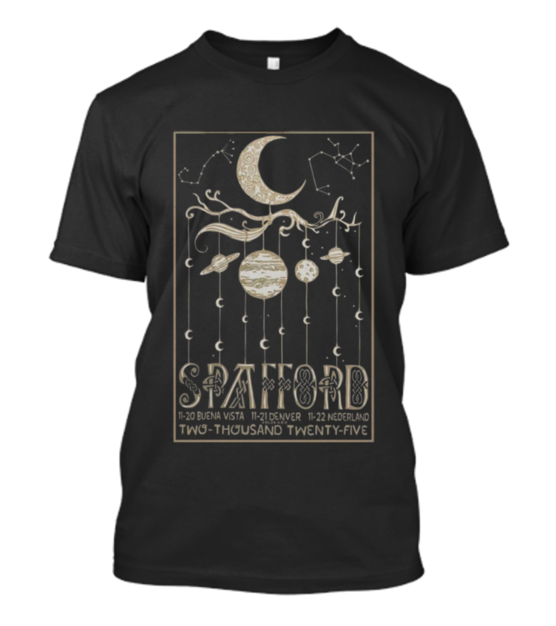 Spafford Colorado 2025 Tour November 20-22 Decor Design With Moon And Stars T-Shirt