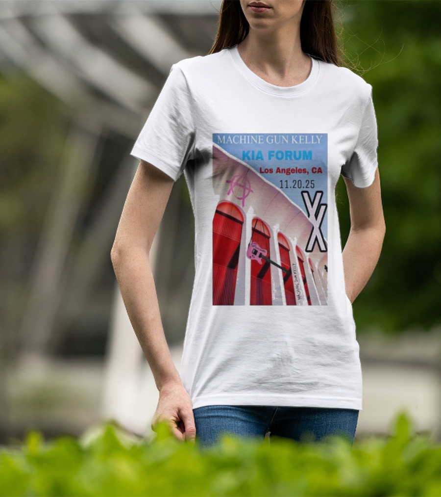 Machine Gun Kelly Kia Forum Los Angeles 11.20.25 Pink Guitar XX T-Shirt