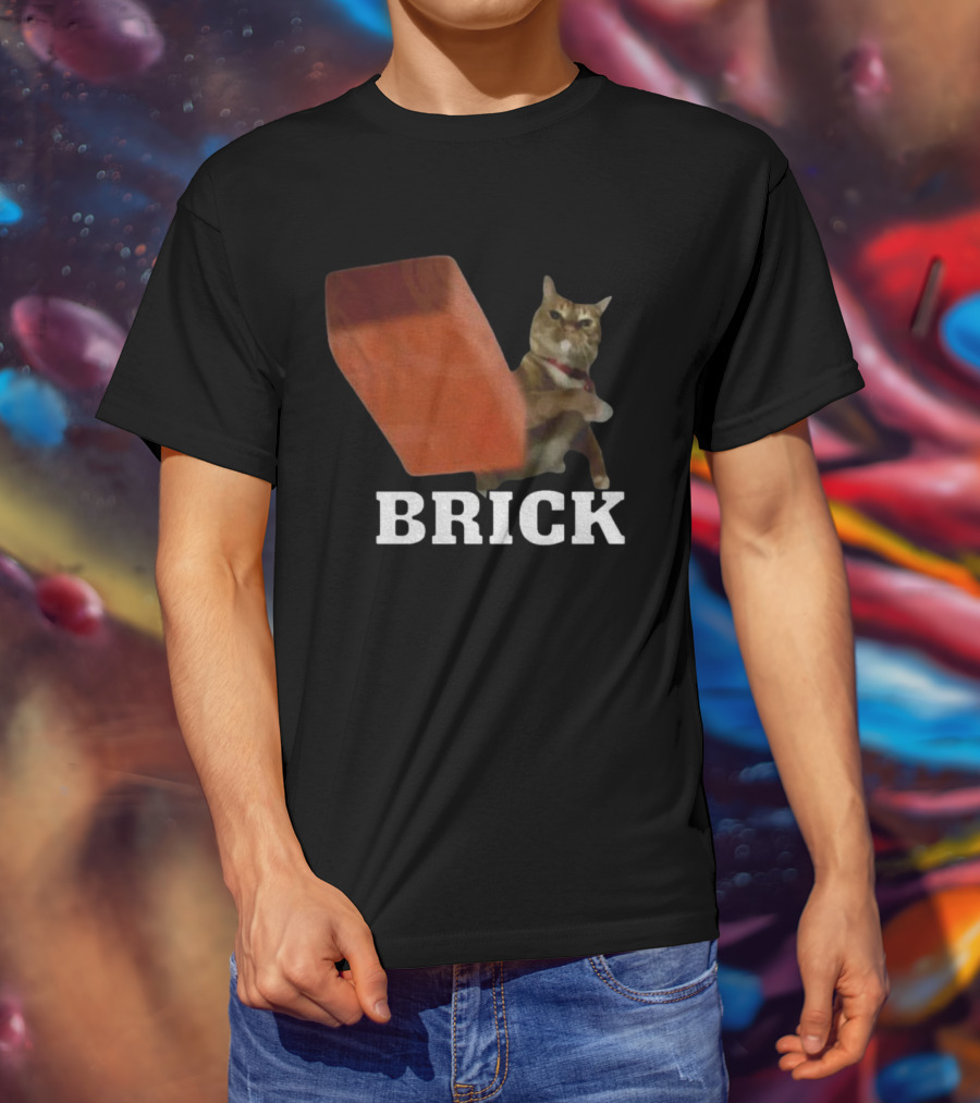 Funny Cat Brick Throw Meme T-Shirt