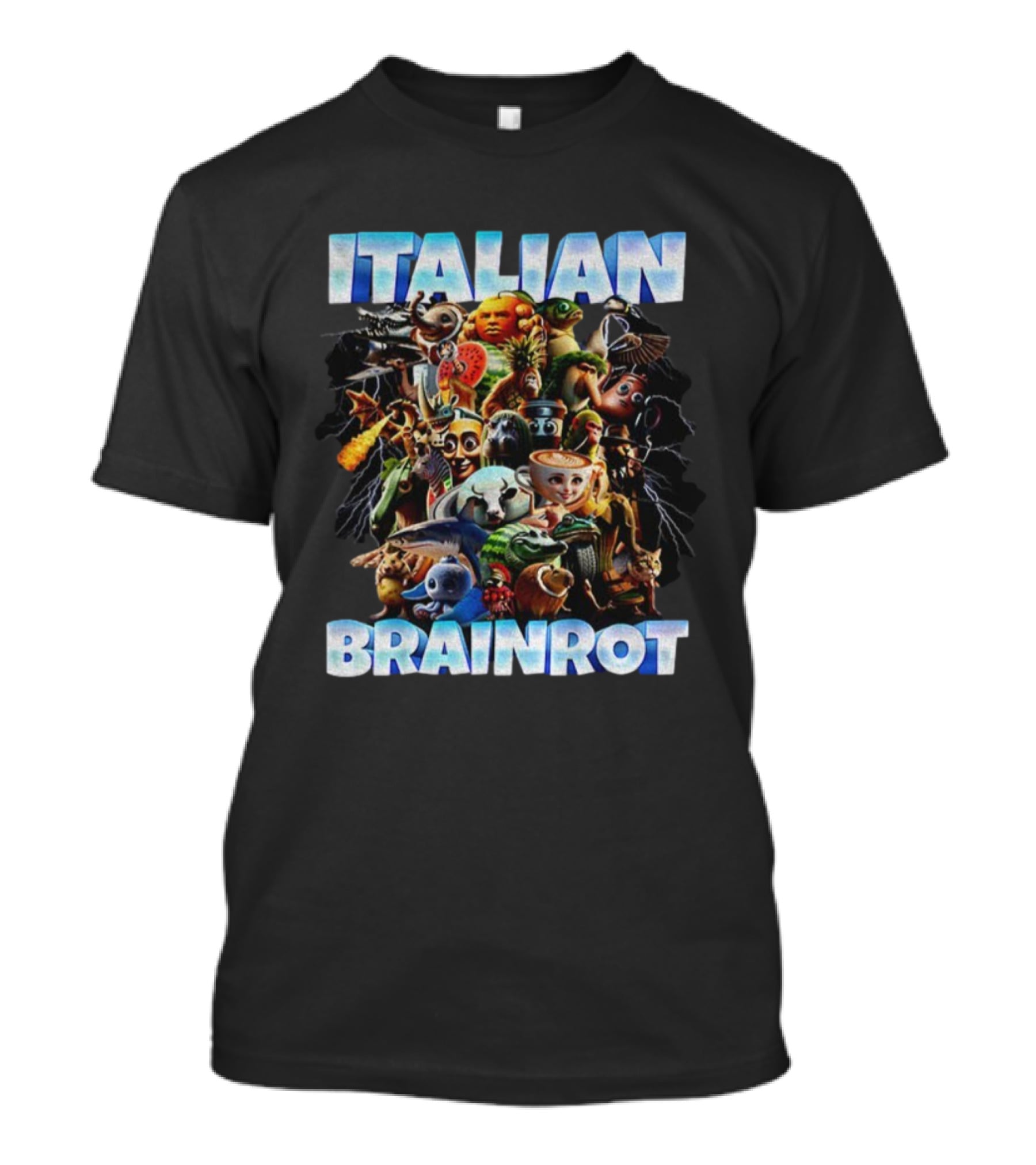 Italian Brainrot Birthday Meme Characters Collage T-Shirt