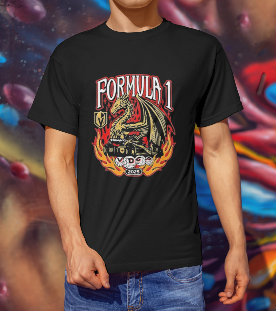 Golden Knights Formula 1 Las Vegas 2025 Dragon VDGP T-Shirt