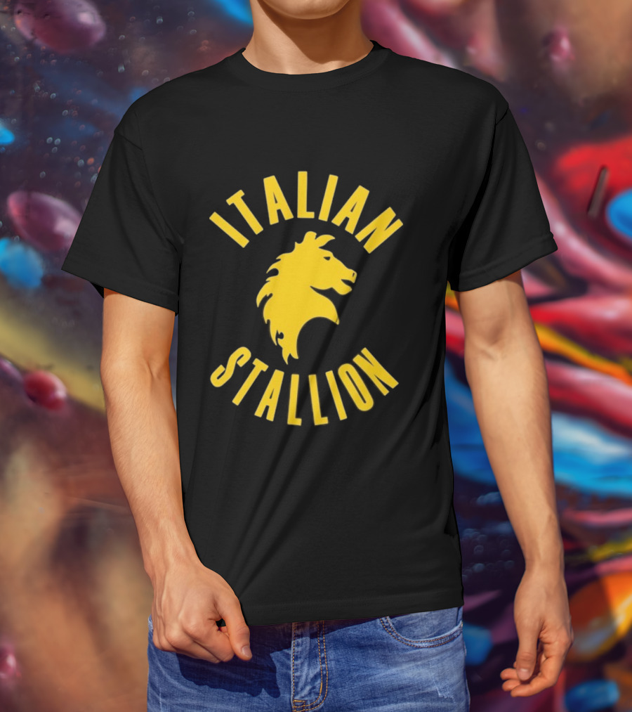 Rocky Balboa Italian Stallion Iconic Yellow Horse Emblem T-Shirt