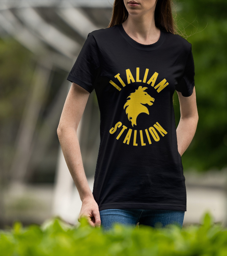 Rocky Balboa Italian Stallion Iconic Yellow Horse Emblem T-Shirt