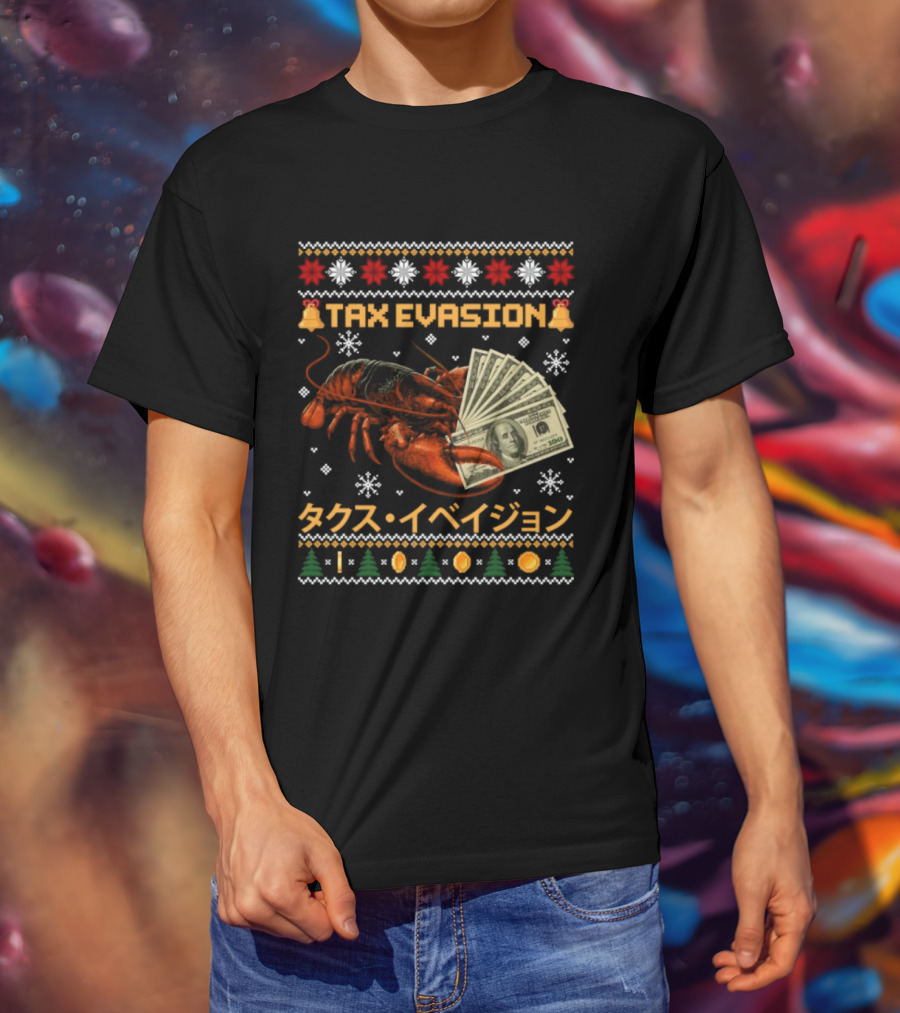 Tax Evasion Lobster Christmas Money Snowflakes T-Shirt