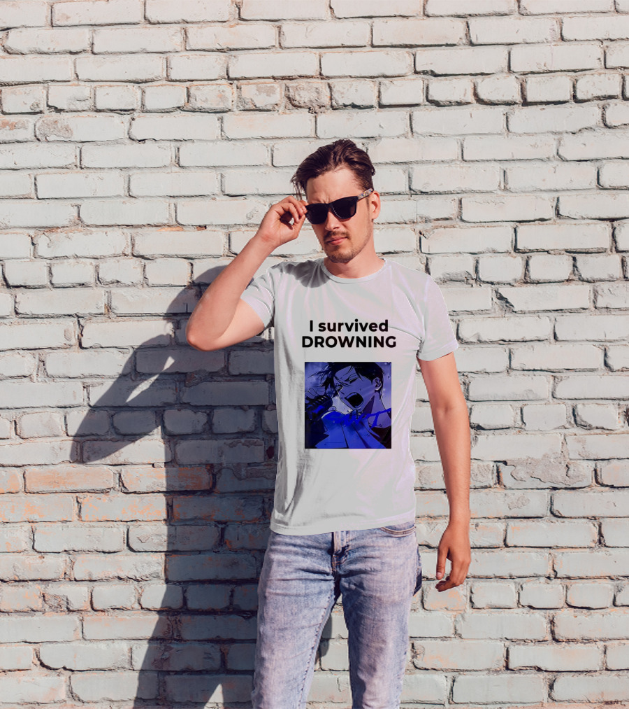 I Survived Drowning Akamu Na Ko Anime Character Blue Art T-Shirt