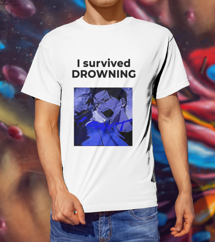 I Survived Drowning Akamu Na Ko Anime Character Blue Art T-Shirt