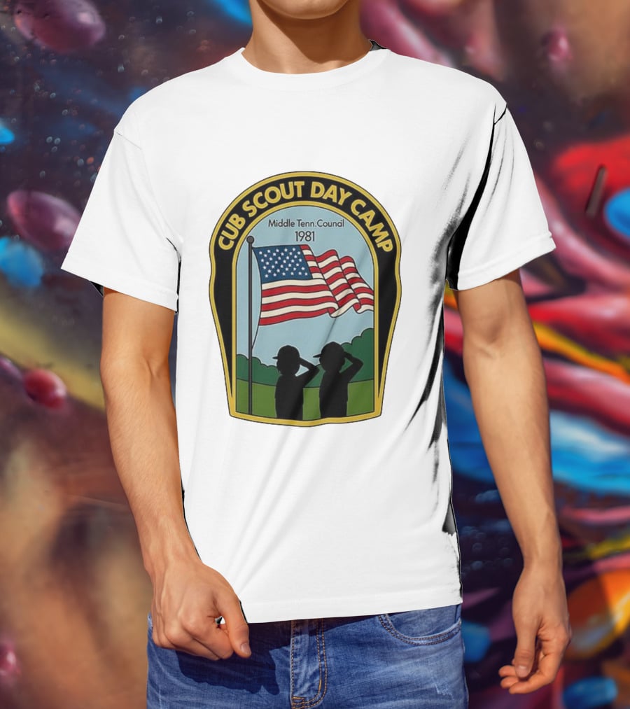 Cub Scout Day Camp Middle Tennessee Council 1981 American Flag T-Shirt