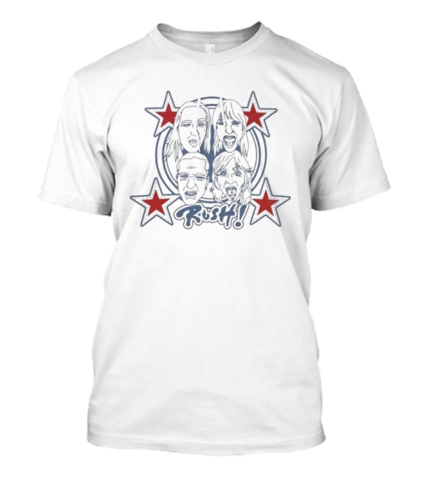 Maneskin Rush Faces Red Stars Bold Expression T-Shirt