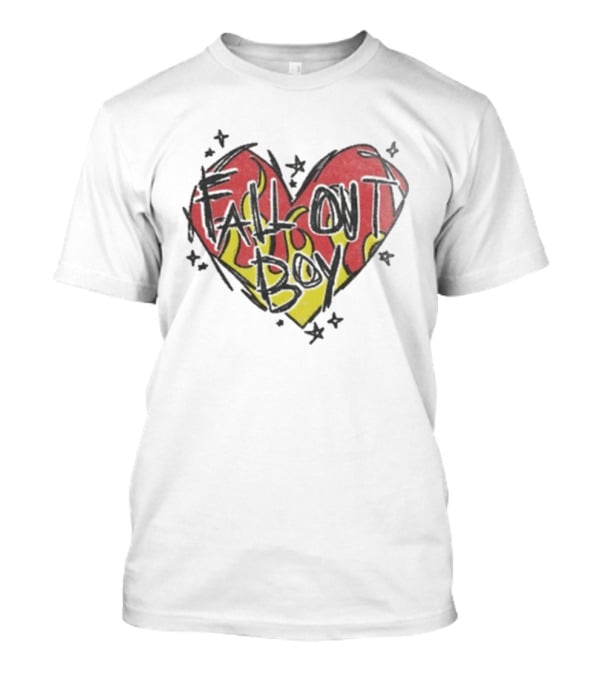 Fall Out Boy Scratch Heart Flame Design T-Shirt