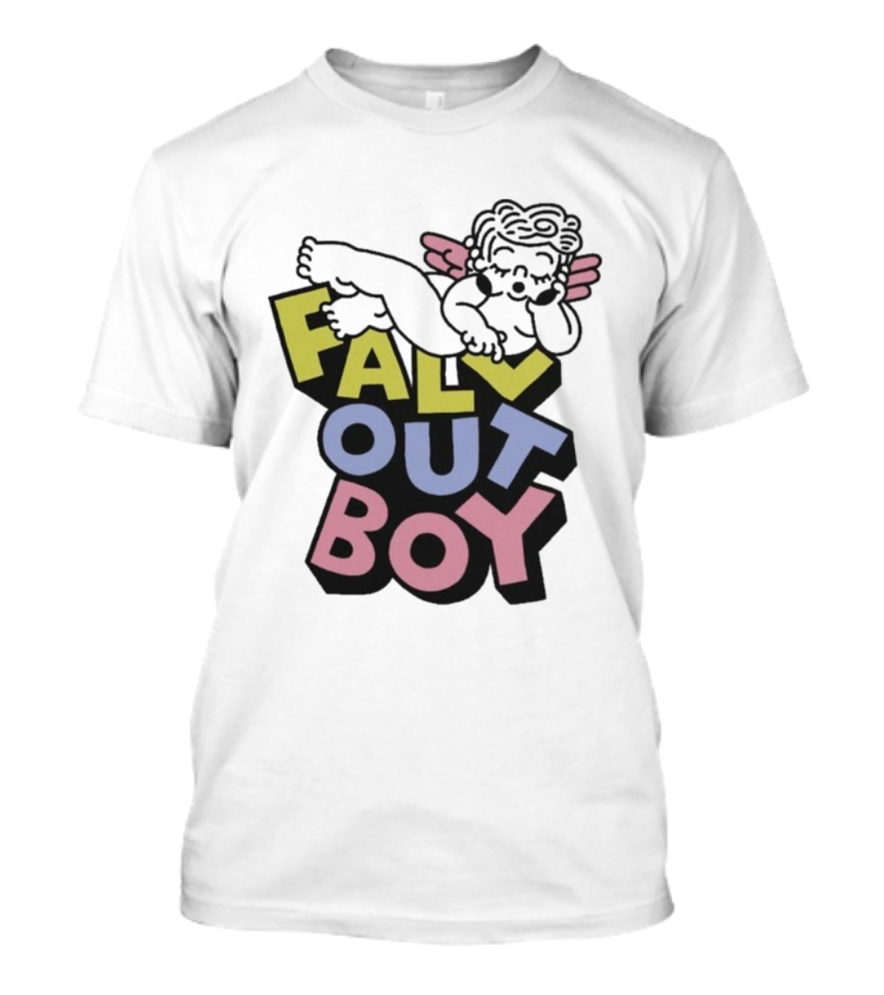 Fall Out Boy Sleepy Angel Iconic Pastel Text T-Shirt