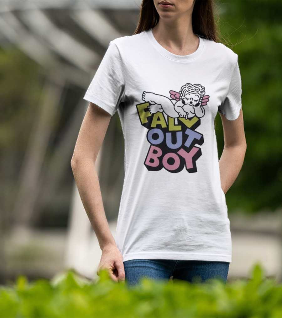 Fall Out Boy Sleepy Angel Iconic Pastel Text T-Shirt