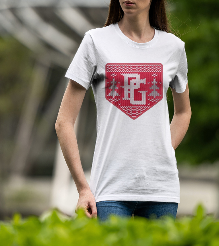 Perfect Game Knit Baseball Plate Christmas Trees T-Shirt