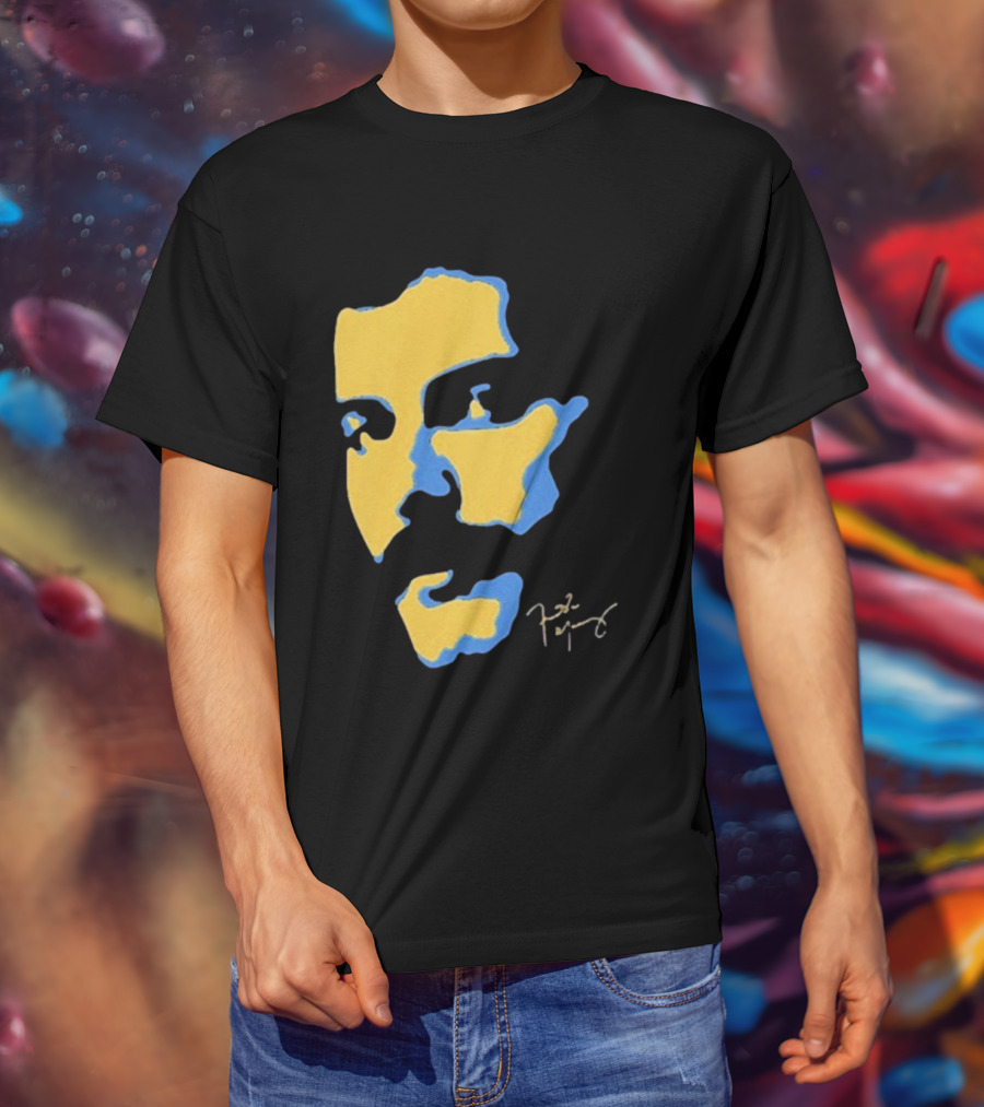 Freddie Mercury Signature Yellow Blue Face Design T-Shirt